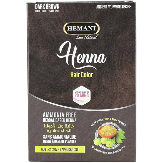 Dark Brown Henna Hair Color 60g - Hemani